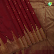maroon red gold zari rain drop butta design self gold zari temple border trendy designer silk saree