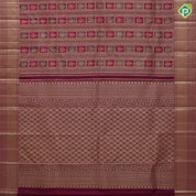 Purple base flower bunch in frame grand design self gold zari micro diamond border grand bridal silk saree