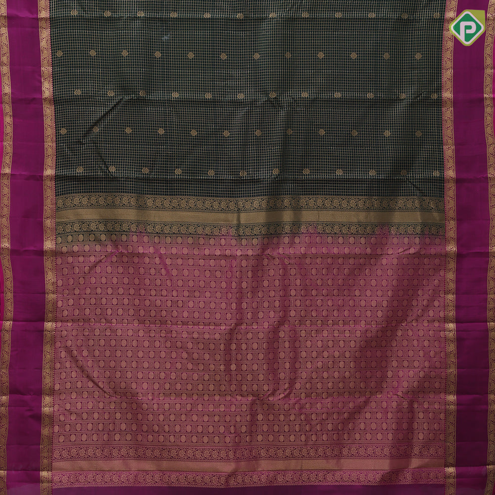 mummy brown gold zari vairaoosi kattam flower butta bottle green gold zari retta pattai border pure mix silk saree
