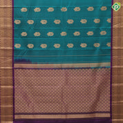 Bottle Green Gold Zari Peacock Butta Design Purple Colour Mayilkan Floral Border Design Pure Mix Silk Saree