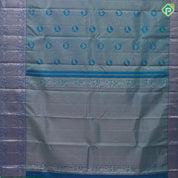Peacock green silver gold zari honey comp weave self silver gold zari yaali rettapet border traditional silk saree