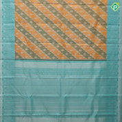 Golden yellow base silver gold zari grand floral creeper design sea green silver gold zari mango border Rangkat silk saree