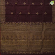brown gold zari leaf butta motif self gold zari peacock banaras style design edge border gift silk saree