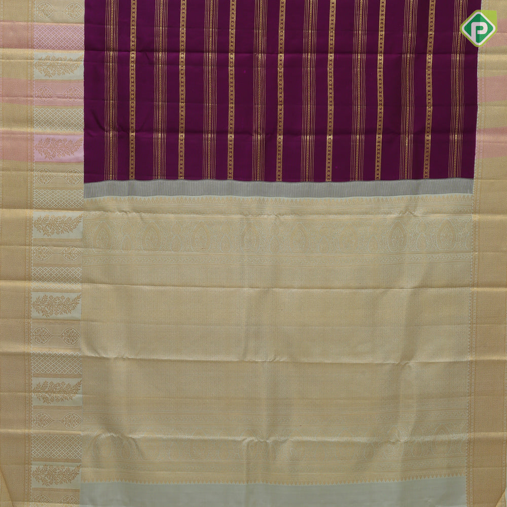 Wine Colour Gold Zari Straight Arow Design Multi Colour Ruthracham Mayilkan Border Design Traditional Silk Saree