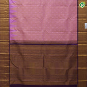 Bubble gum pink gold zari temple tissue thread butta purple gold zari bavanji border traditional silk saree