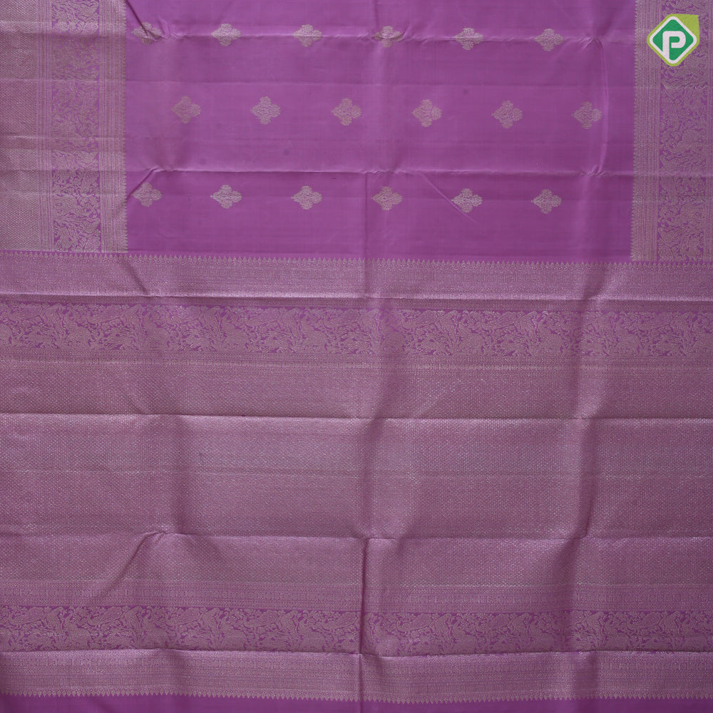 Lavender with neem zari flower bunch butta self neem zari two part border traditional silk saree