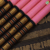 Candy pink gold zari kattam design black gold zari classic animals butta lines border traditional silk saree