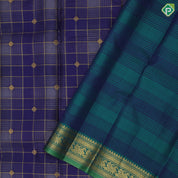 Royal blue gold zari window panel butta design peacock green gold zari annam butta line exclusive traditional silk saree