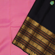 Candy pink gold zari kattam design black gold zari classic animals butta lines border traditional silk saree