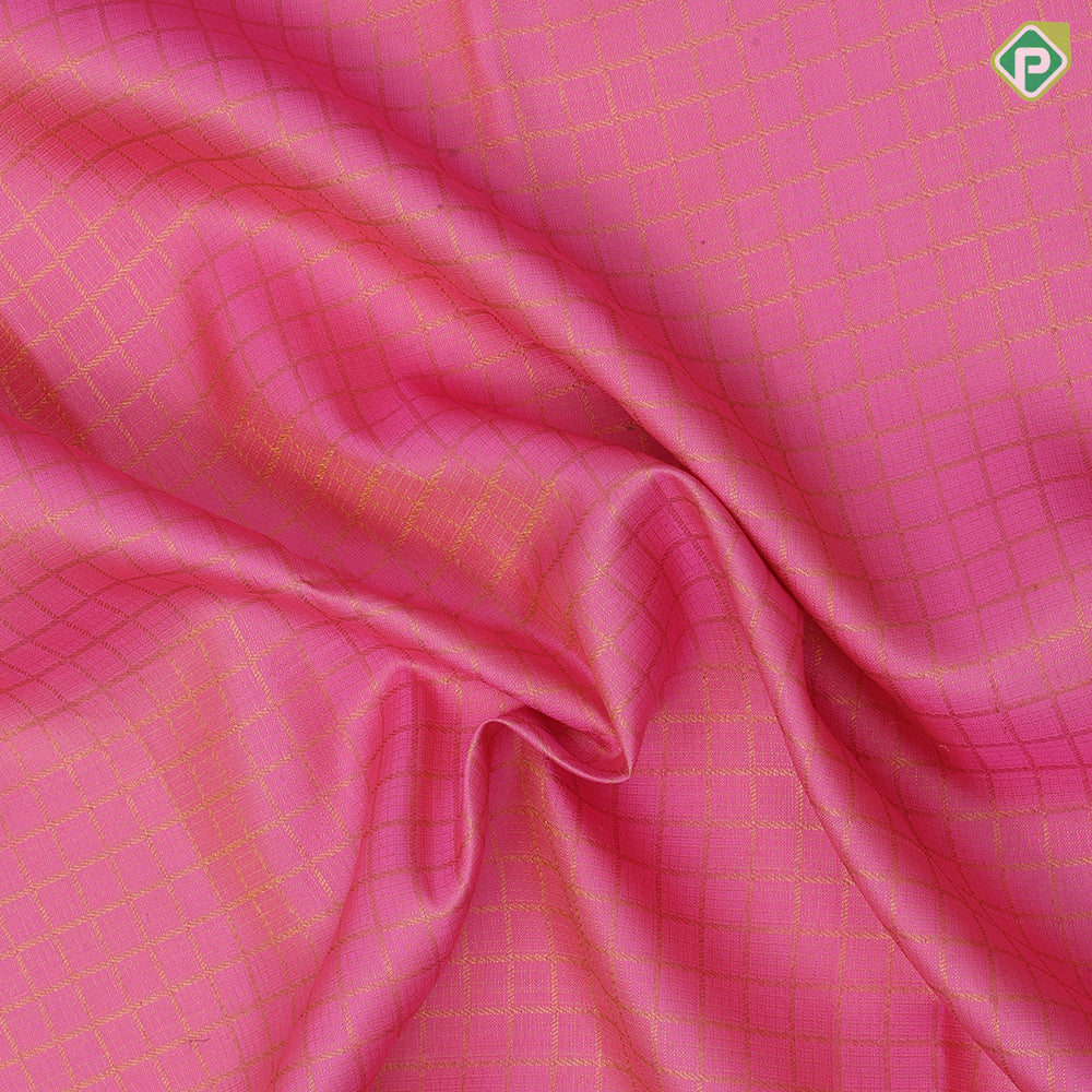 Candy pink gold zari kattam design black gold zari classic animals butta lines border traditional silk saree