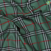Sage green base multi color barbarian madras checks design self silver gold zari thread nandi butta border traditional silk saree