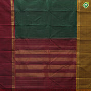 Bottle Green Vairaoosi Checks Design Marron Mango Mustard Ruthracham Border Design Traditional Silk Saree