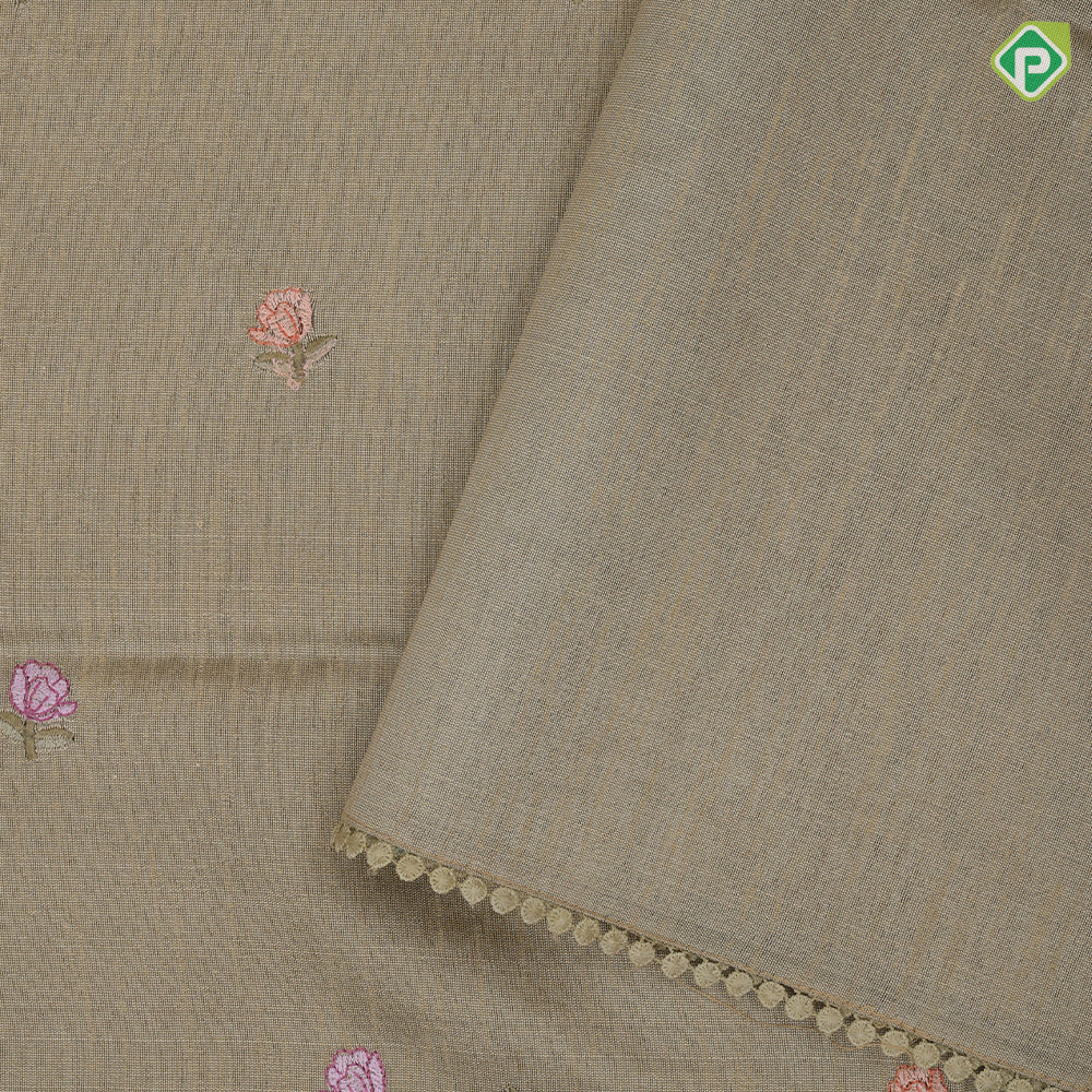 Navy Blue Rose Flower Butta Border Flower Design Fancy Cotton Saree