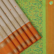 Sandal gold zari thread butta and big Annam butta motifs design orange gold zari retta pett border traditional silk saree