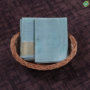 Mose green wood grains cercle design gold zari fancy border 9*5 Pure Silk 3 in 1 Dhoti Set