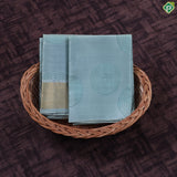 Mose green wood grains cercle design gold zari fancy border 9*5 Pure Silk 3 in 1 Dhoti Set