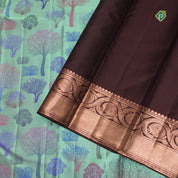 Pista Green Copper Zari Bavanji Floral Design Border Trendy Designer Silk Saree