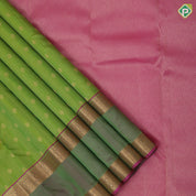 Grape brown gold zari stripes and flower butta purple gold zari retta pattai border pure mix silk saree