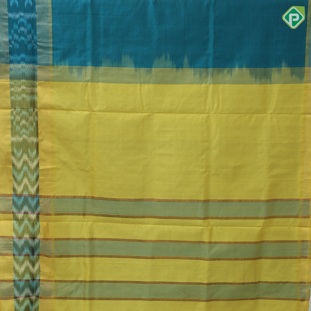Solid dark color body design contrast ikkat design border 10 yards silk cotton saree