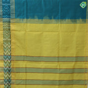 Solid dark color body design contrast ikkat design border 10 yards silk cotton saree