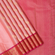 Light Pink Gold Zari Earing Model Butta Design Rani Pink Mango Peacock Border Design Pure Mix Silk Saree