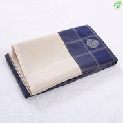 Forest green silver zari checks and Butta design contrast beige border art silk gift saree