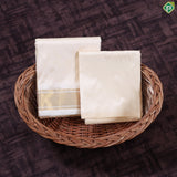 Creamy Sandal Gold Zari Mayilkan Border 2 in 1 Pure Mix Silk 8 Muzham Dhothi Set