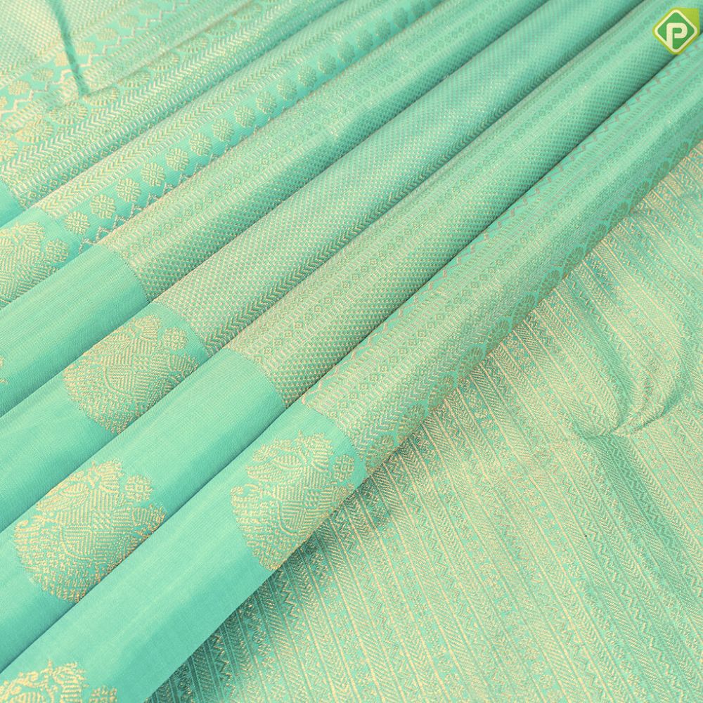 Rexona Green With Silver And Gold Zari Self Plain Border Contemporary Trendy Designer Silk Saree