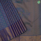 Peacock blue gold zari fancy flower meena work self gold zari rangoli border grand bridal silk saree
