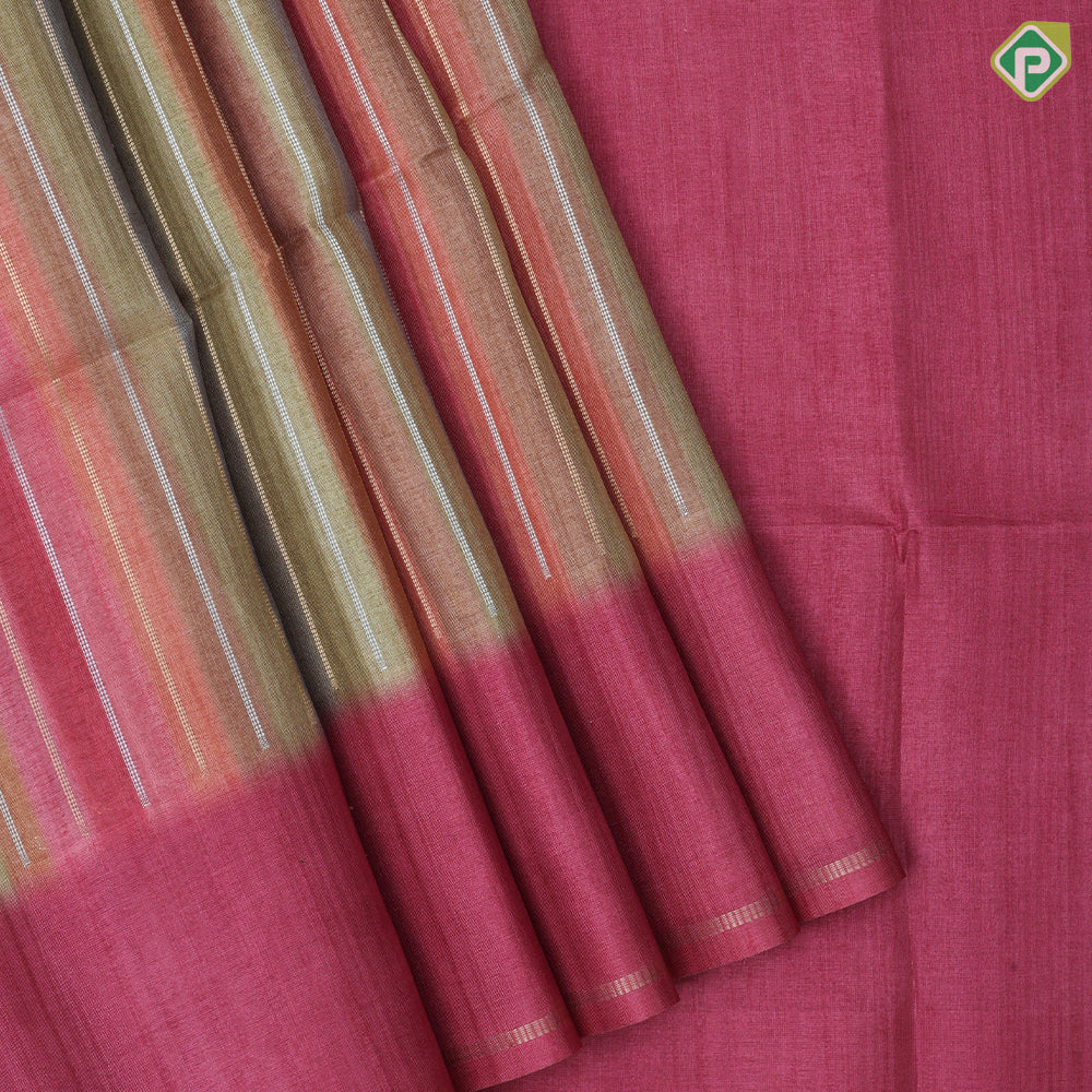 Multi color bars design self plain border fancy cotton saree