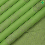 Parrot Green Neem Zari Leaf Design Border Less Fancy Trendy Silk Saree