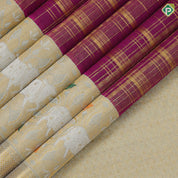 magenta gold zari multi lines checks design mint green gold zari meena work design border pichwai fusion silk saree