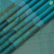 Jade green color nice texture matte finish nature scenery effect art work border signature edition silk saree