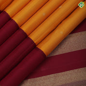 Mango yellow gold zari rudraksham butta design contrast maroon gold zari padded border traditional silk saree