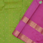 Grape brown gold zari stripes and flower butta purple gold zari retta pattai border pure mix silk saree