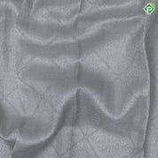 Ash grey silver grand self checks design self silver zari rangoli design border kanchi koora silk saree