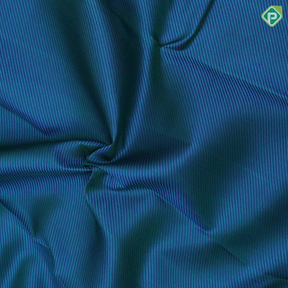 Peacock Blue Cross Lines Design Purple Double Bet Border Design Traditional Silk Saree
