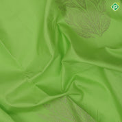 Parrot Green Neem Zari Leaf Design Border Less Fancy Trendy Silk Saree