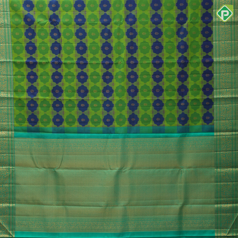 yellow orange and red tricolor lines gold zari fancy butta purple gold zari rangoli design meena work lines border Rangkat silk saree