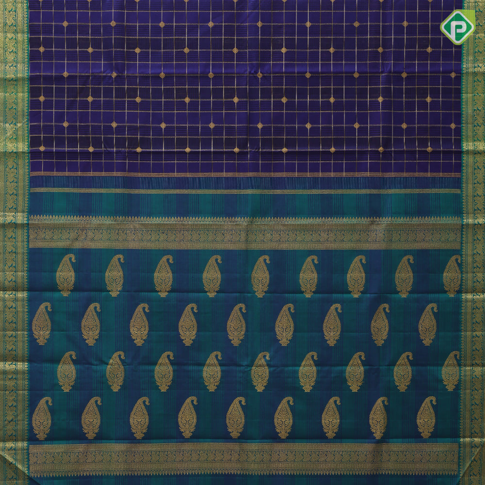 Royal blue gold zari window panel butta design peacock green gold zari annam butta line exclusive traditional silk saree