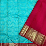 Rexona Green With Chilly Red Gold Zari Bavanji Rettapet Border Exclusive Bridal Silk Saree