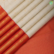 White gold zari checked window panel rudraksham butta rani red gold zari yali butta lines traditional silk saree