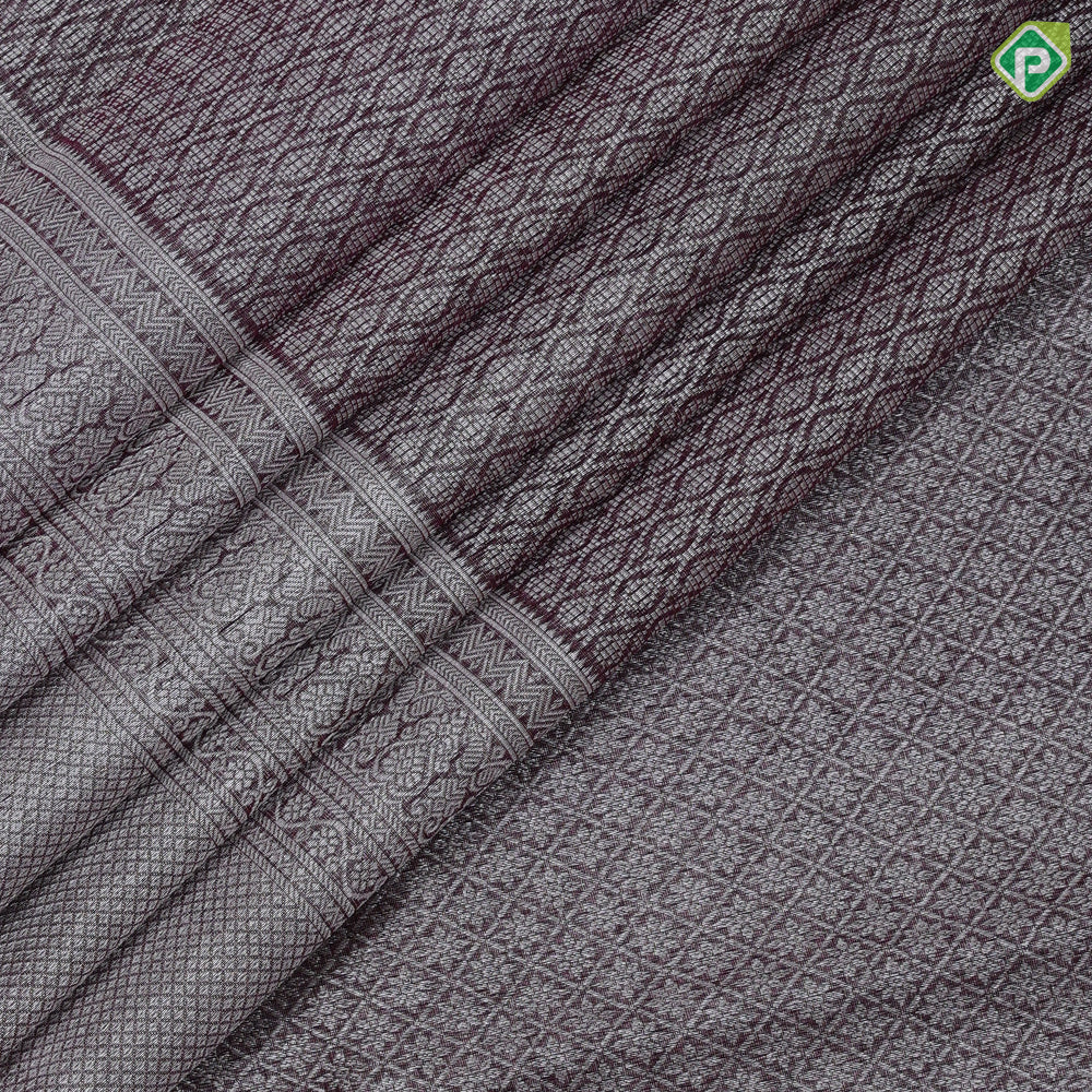 Purple neem zari honeycomb design self color neem zari diamond design lines border organza silk saree