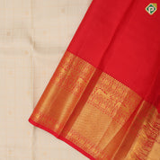 White gold zari checked window panel rudraksham butta rani red gold zari yali butta lines traditional silk saree