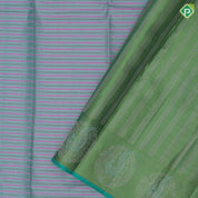 multi color thread and zari velthari lines design pista green multi color zari meena work peacock butta border traditional silk saree