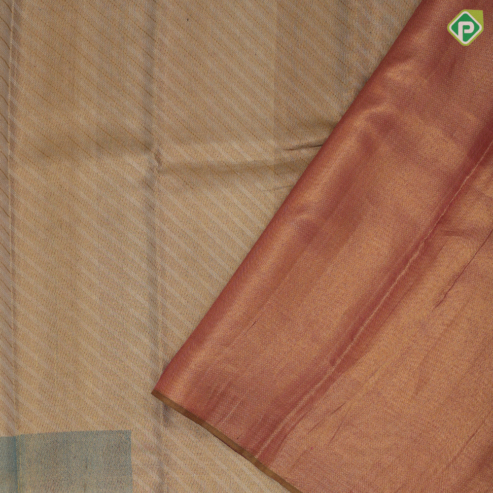 Creamy cherry blossom landscape Japan Korea Scenery inspired border fusion tissue signature edition silk saree