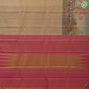 Creamy cherry blossom landscape Japan Korea Scenery inspired border fusion tissue signature edition silk saree