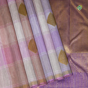 Lavender Pink Half And Half Raising Temple Border Pure Trendy Designer Silk Saree