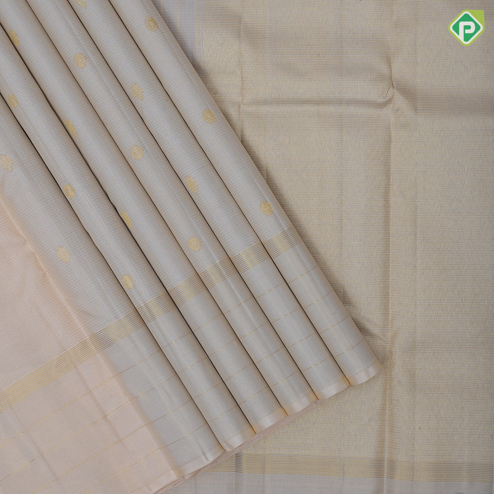 Sandal gold zari vairaoosi checks and kandapiranda butta self gold zari multi line border traditional silk saree