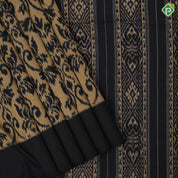 golden base black ikkat design black plain border ikkat design silk saree